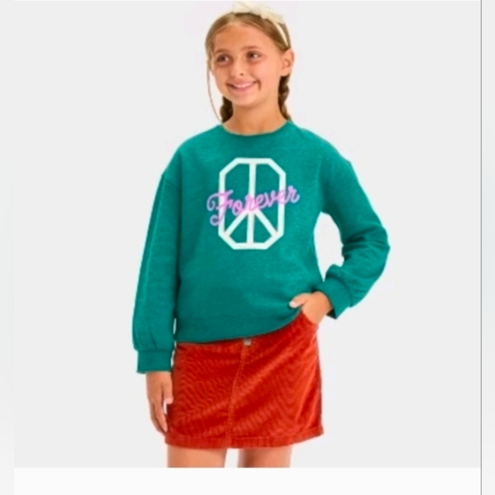 Cat & Jack Girls' Fleece Crew Pullover SweatshirtSize M 8